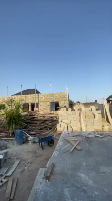 Block walls and materials at the building site